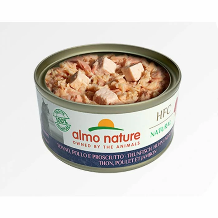 Almo Classic Almo Nature HFC Natural Tonno Pollo E Prosciutto Per Gatto 24 X 150 G 2 Almo Classic Almo Nature HFC Natural Tonno Pollo E Prosciutto Per Gatto 24 X 150 G - immagine 2